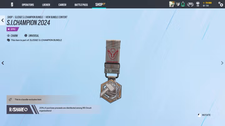 S.I. Champion 2024 weapon charm