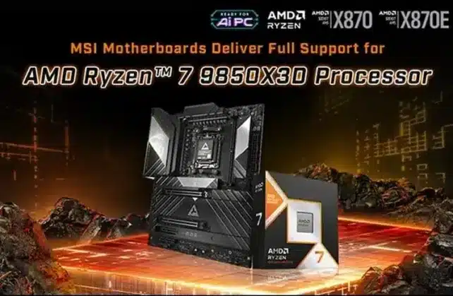MSI its MEG X870E Unify-X and Ryzen 7 9850X3D compatibility