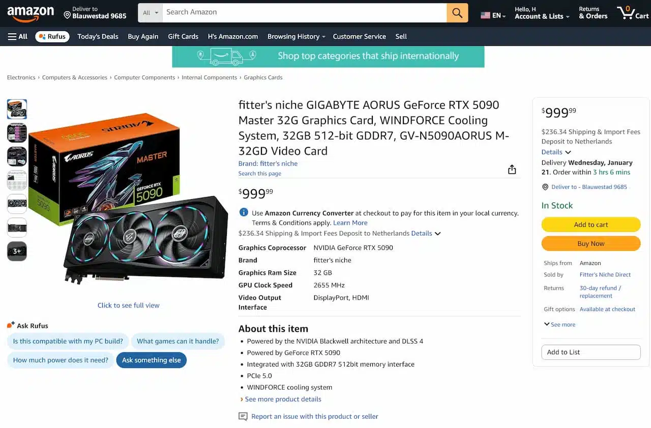 RTX 5090 at $999, they get banana bags!