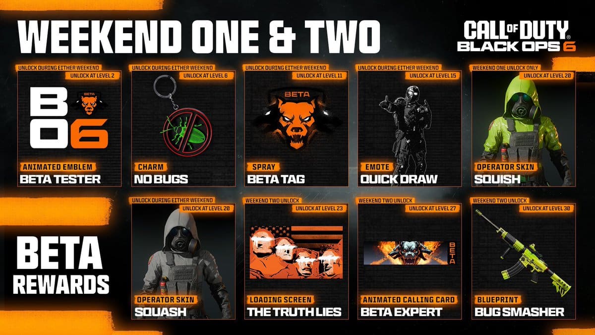 call of duty black ops 6 beta rewards